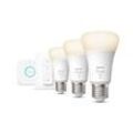 Philips Hue White E27 1100lm Bluetooth Starter Kit - 3 Lampen, Bridge, Dimmschalter - Weiß