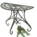 Denk - DanDiBo Tisch Halbrund Wandtisch Halbtisch 130434 Beistelltisch aus Metall 90 cm Gartentisch Konsole