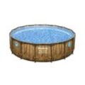 Bestway® Power Steel™ Swim Vista Series™ Frame Pool Komplett-Set mit Filterpumpe Ø 488 x 122 cm, Holz-Optik (Pinie), rund