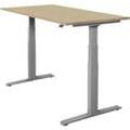 Schäfer Shop Select Schreibtisch SET UP, elektrisch höhenverstellbar, Rechteck, T-Fuß, B 1600 x T 800 x H 645-1290 mm, Wildeiche/weißaluminium