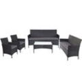 3-2-1-1 Poly-Rattan Garten-Garnitur Hamar, Lounge-Set Sitzgruppe Sofa ~ anthrazit, Kissen anthrazit