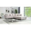 Küchen Preisbombe - Wohnlandschaft Sofa Couch Ecksofa Eckcouch Cordstoff beige + Hocker Minsk r