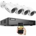 Annke - Kabelgebundenes Überwachungskamera-Set, 4 Kameras 1080p und 5 mp Lite 8CH dvr, 2 mp CCTV-Set, 30 m Nachtsicht, Bewegungserkennung,