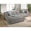 Lisa Design - Ela – 4-sitzer ecksofa links – aus cordsamt – zeitgenössischer stil - hellgrau