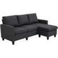 Ecksofa Stoffsofa Eckcouch Couchgarnitur mit wendbarer Chaiselongue L-Form Leinen Dunkelgrau 197 x 139 x 91 cm - Homcom