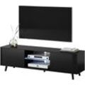 Lefyr – Fernsehschrank / modernes TV-Board mit Füßen und led, 140 cm breit (Schwarz Matt / Schwarz Hochglanz) - Selsey