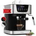Klarstein - 1,5 l Siebträgermaschine für 2 Tasse Kaffee, Mini Espressomaschine mit Milchschäumer, 15 Bar Siebträger Kaffeemaschine Klein, Gute