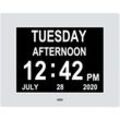 Digitale Kalenderuhr, extra große Tagesuhr, Datum, Uhrzeit und Wochentag, Demenz-Uhren für sehbehinderte Senioren mit Batterie-Backup + 8