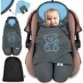 Baby Einschlagdecke Winter mit Kapuze +Tasche Babyeinschlagdecke Universal für Babyschale Autositz z.B. für Maxi-Cosi Römer für Buggy Babybett