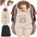 Kidiz - Baby Einschlagdecke Winter mit Kapuze +Tasche Babyeinschlagdecke Universal für Babyschale Autositz z.B. für Maxi-Cosi Römer für Buggy