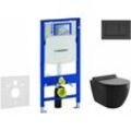 Geberit - Duofix - Set Vorwandelement, wc Gaia und WC-Sitz Softclose, Betätigungsplatte Sigma30, schwarz matt/schwarz SANI11CA5500