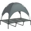 Erhöhtes Hundebett mit Baldachin, Haustierbett, Hundeliege outdoor mit Dach, Atmungsaktiv, Taftstoff für Camping Grau 122 x 92 x 108 cm - Pawhut