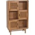 Neuwertig] Highboard HHG 016, Kommode Schrank Sideboard, Staufächer, Rattan Akazie Massiv-Holz gebeizt 141x90x35cm 32kg