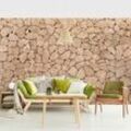 Steintapete - Apulia Stone Wall - Alte Steinmauer aus großen Steinen - Vlies Fototapete Breit Größe HxB: 190cm x 288cm