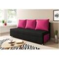 Sofa Schlafsofa inklusive Bettkasten agnes Schwarz / Pink