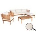 Garten-Garnitur MCW-L29, Garnitur Sitzgruppe Lounge-Set Sofa, Akazie Holz MVG-zertifiziert ~ creme-weiß