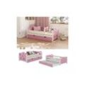 VitaliSpa Kinderbett Einzelbett Juniorbett Jessica Weiß Pink 140x70 cm modern Kinderzimmer Bett Bettschublade Rausfallschutz