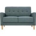Skandinavisches Sofa 2-Sitzer aus graugrünem Stoff und hellem Holz MOON