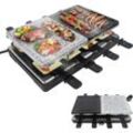 Raclette Grill mit Naturgrillstein und Grillplatte Tischgrill Elektrisch 8 Pfannen und Holzspatel Elektrogrill 1400W - Froadp