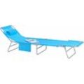 OGS35-B Gartenliege Sonnenliege Relaxliege mit Seitentasche Liegestuhl klappbar Strandliege blau - Sobuy