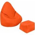 Kinder-Sitzsack mit Fußhocker für das Wohnzimmer, wasserabweisender Kinder-Gaming-Pouf-Sitz, Outdoor-Spiel-Pouf-Stuhl mit Ottomane - Orange (Sitzsack