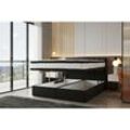 Bond Boxspringbett 180 x 200 mit Bettkasten mit Matratze Schwarz - Trada