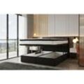 Bond Boxspringbett 200 x 200 mit Bettkasten mit Matratze Schwarz - Trada