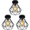 Axhup - Deckenlampe, Deckenleuchte im Retro Look, Material: Stahl, Farbe: Schwarz, Fassung: E27 Schwarz - 3PCS