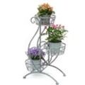 Dandibo - Blumentreppe Metall Grau 75 cm Blumenständer mit 3 Ablagen 96011 Blumensäule Pflanzenständer Pflanzensäule Blumenhocker