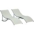 2er Set Sonnenliege Gartenliegen Stoffliege Relaxliege ergonomisch Aluminium Texteline Beige 165 x 61 x 63 cm - Beige - Outsunny