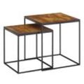 KADIMA DESIGN Mango Industrial: Beistelltische 2er Set, Massivholz, Metall, Unikate