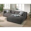 Lisa Design - Ela– 4-sitzer ecksofa rechts – cordsamt – 4-sitzer – moderner stil - dunkelgrau