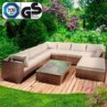 Brast - Gartenmöbel Lounge Sofa Couch Set Luxus Braun Poly-Rattan für 6 Personen