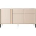 Kommode dasti 153 3D2S Sideboard mit schwarze Metallfüße Beige - Furnix