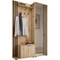 Garderobe mit Spiegel Flurgarderobe Schrank Kompaktgarderobe Dielenschrank Wandschrank Regal Diele & Flur Kleiderschrank Schuhschrank 135x197x34 cm