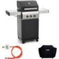 Gasgrill Taino black 2+1 im praktischen Set mit Abdeckhaube und Gasdruckminderer