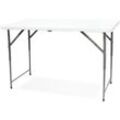 Table de Camping Pliante réglable en Hauteur, Traiteur Pliante Table 120x60x74cm, Table Pliante Transportable, Charge Maximale: 70 kg, Blanc