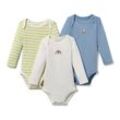 3 Baby-Langarmbodys - Hellblau/Gestreift - Baby - Gr.: 50/56