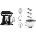 KitchenAid Küchenmaschine 5KSM125EOB, 300 W, 4,8 l Schüssel, mit Gratis Glasschüssel+3 Nudelvorsätzen, schwarz