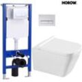 Horow - Komplettset Vorwandelement Spülkasten + Spülrandlos Hänge wc Wand Toilette mit Soft Close wc Sitz + Betätigungsplatte