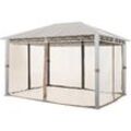 Intent24 - toolport Moskitonetz für Gartenpavillon Rendezvous Deluxe 3x4 m - Polyester - Insektengitter mit Reißverschluss - cappuccino - cappuccino