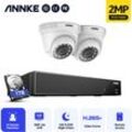 Annke - 5MP Kit de vidéosurveillance 8CH dvr 2Caméras Smart ir Vision Nocturne IP66 app à Distance Sécurité Set-1TB hdd