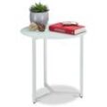 Runder Beistelltisch aus Glas und Metall, dekorativer Loungetisch, HxBxT: 51 x 50 x 50 cm, in trendigem Weiß - Relaxdays