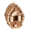 Relaxdays - Mini Vogelhaus, zum Aufhängen, unbehandeltes Holz, Balkon, Terrasse, Gartendeko Nistkasten, 24,5x11x8cm, natur