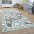 Kinder-Teppich, Spiel-Teppich Für Kinderzimmer, Mit Straßen-Motiv, Grün Blau 120x170 cm - Paco Home