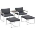 Gartenmöbel Sofa Set 5-teilig Bari mit Tisch & Polster - Metall Gartenlounge - Balkonmöbel klein - Outdoor Möbel Balkon Garten - Lounge Grau - Juskys