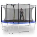 KINETIC SPORTS Trampolin Outdoor SALTO Ø 183/244/305/366/400/430/490 cm - Kindertrampolin Set mit Leiter, Netz, Randpolster, USA Sprungtuch - Gartentrampolin, bis zu 160kg Blau Ø 430 cm Ø 430 cm, Blau