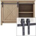 Axhup - Schiebetürbeschlag j Formwalze Mini Schwerlast Schiebetürsystem Set für Schrank tv Ständer Schrank Schwarz 150cm