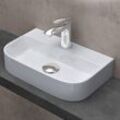 Doporro® Aufsatzwaschbecken Hängewaschbecken Keramik 380x235x80 mm Gäste-WC weiß glänzend Handwaschbecken Waschschale Waschtisch Brüssel003