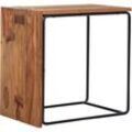 Beistelltisch Sheesham Massivholz / Metall 45x30x45 cm Anstelltisch, Kleiner Sofatisch Rechteckig, Industrial Wohnzimmertisch Couch Modern,